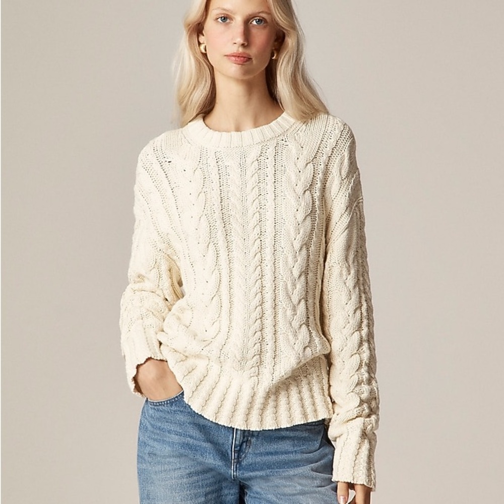 J. Crew Cream Cable Knit Sweater $118